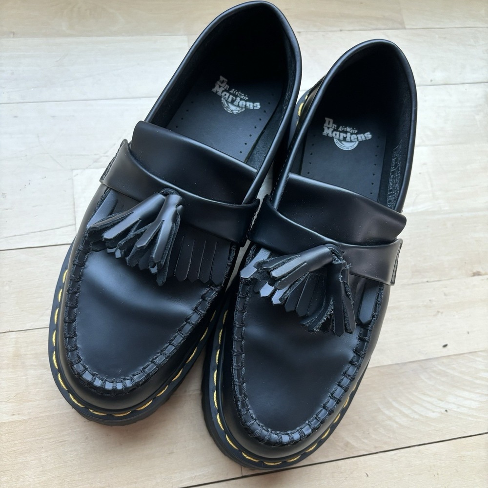 Dr. Martens Black Leather Adrian Loafers USM 6 EU 38 USW 7 Chunky Goth Emo 90s